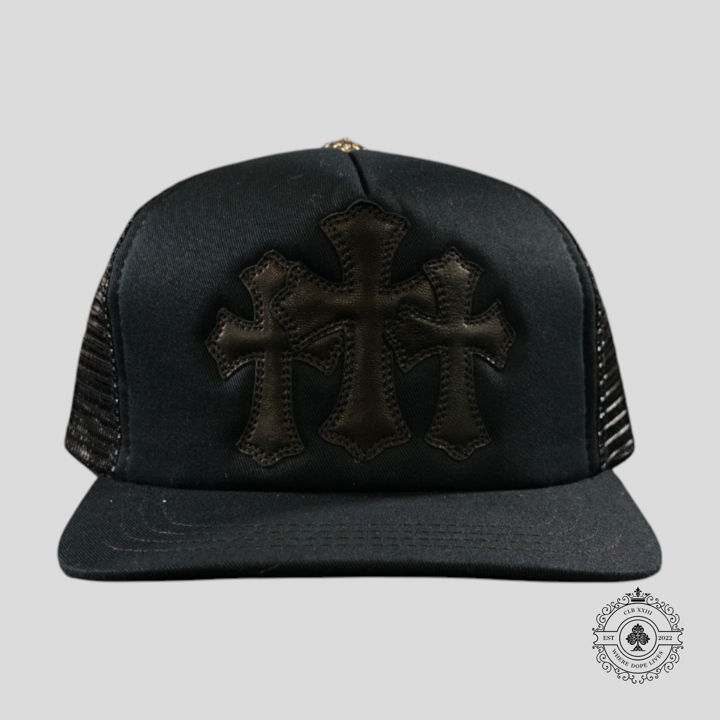Chrome Hearts Triple Cross Trucker Hat in Black