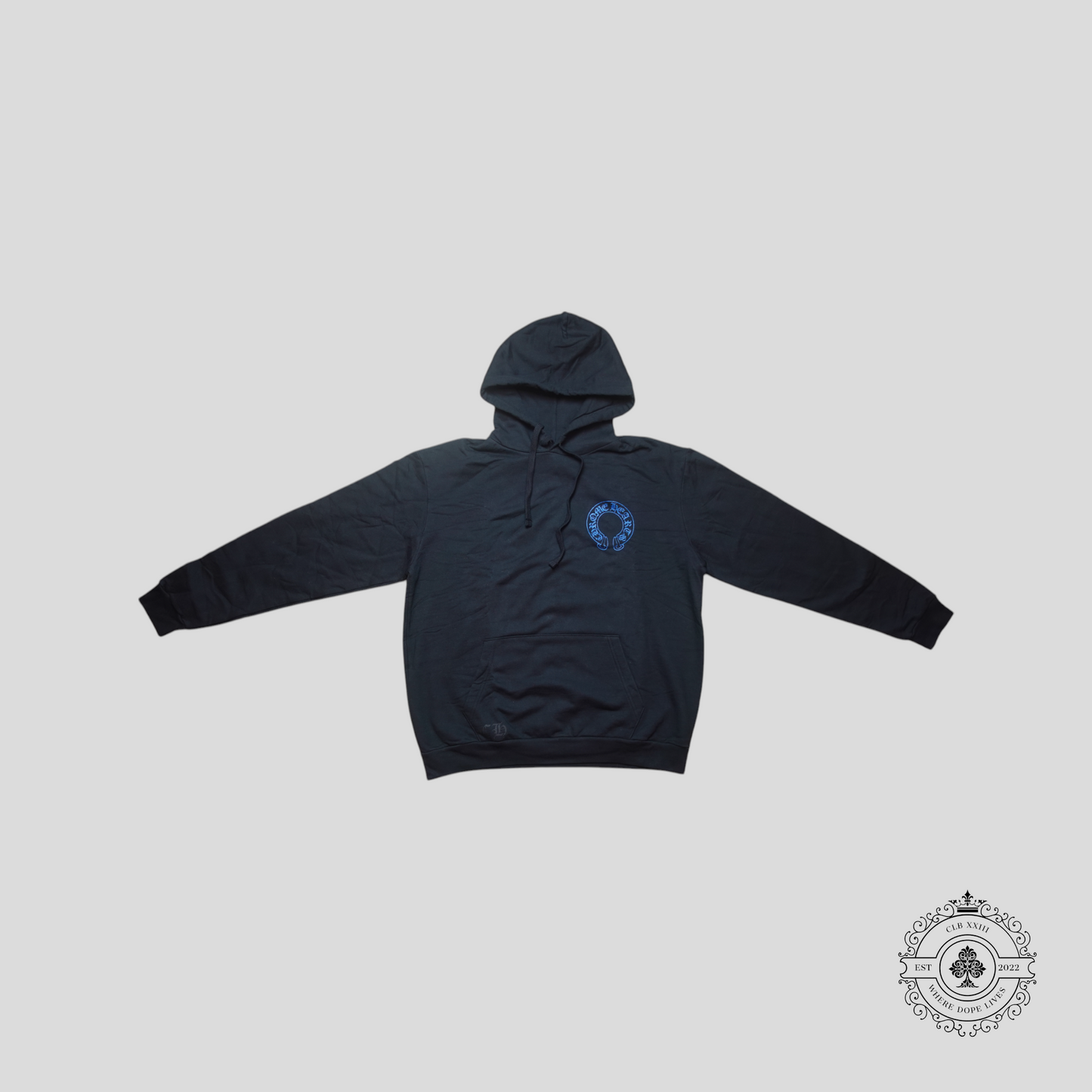 Chrome Hearts Horseshoe Hoodie in Black/Blue