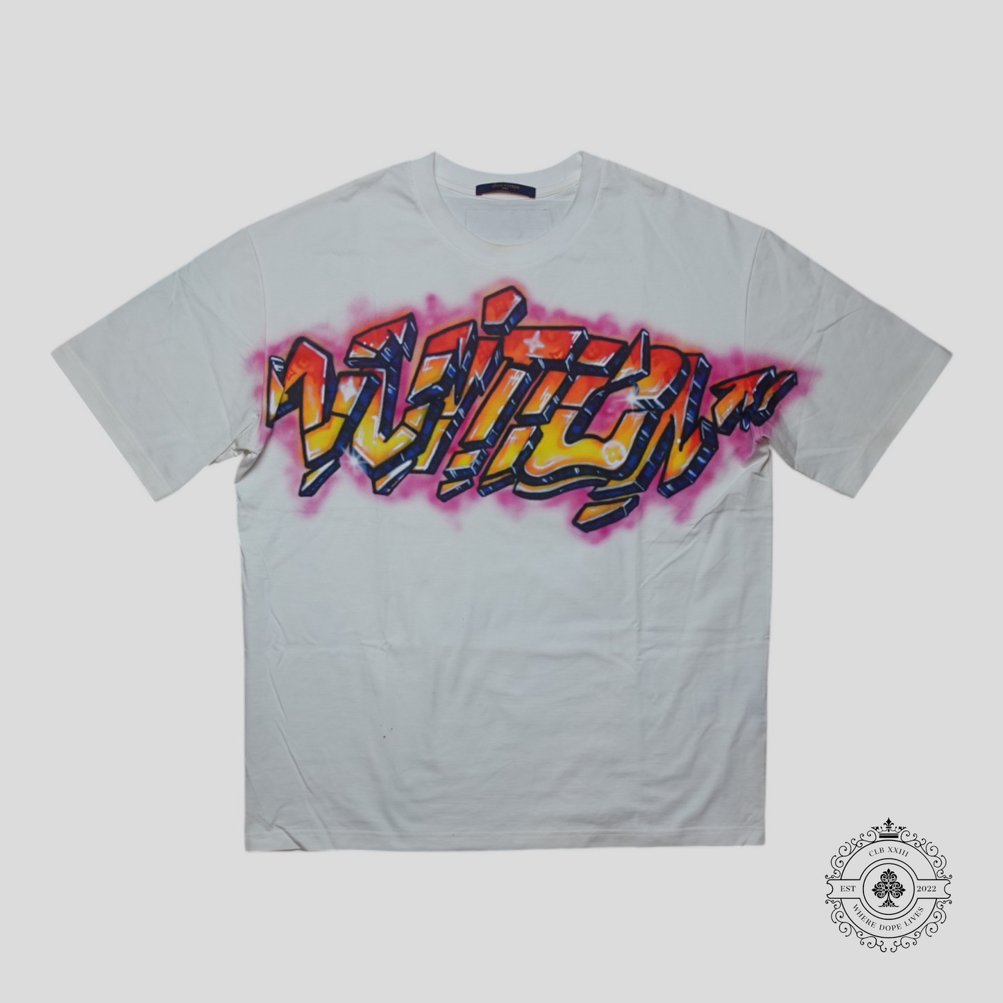 Louis Vuitton Graffiti Logo T-Shirt in White/Multicolor