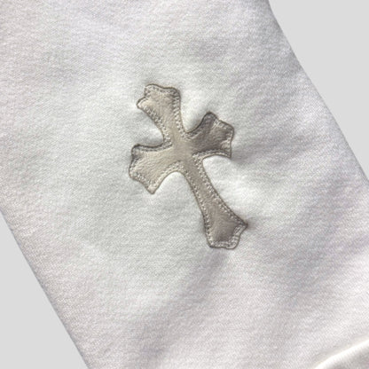 Chrome Hearts Leather Cross Patch Quarter Zip in White