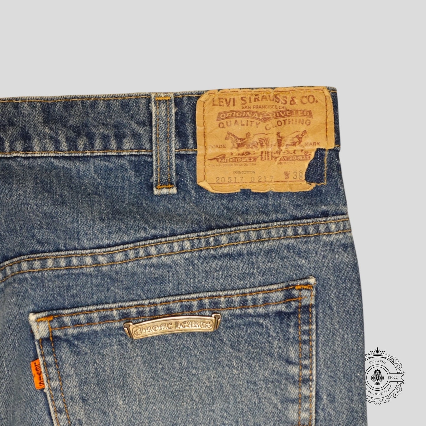 Chrome Hearts St Barth Jeans in Orange / Blue