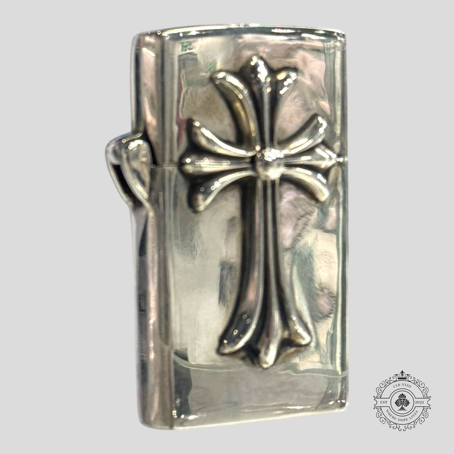 Chrome Hearts Silver Cross Zippo Lighter