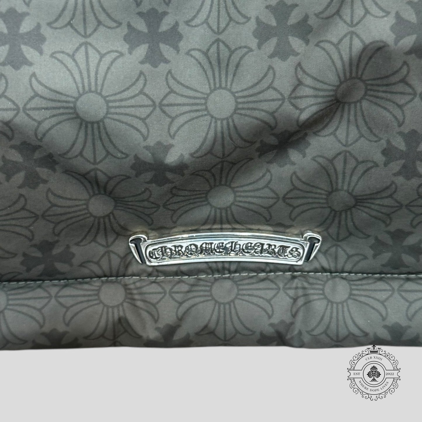 Chrome Heart Plus Pattern Puffer Jacket in Olive Green