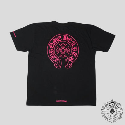Chrome Hearts Horseshoe Logo Tee in Black/Pink
