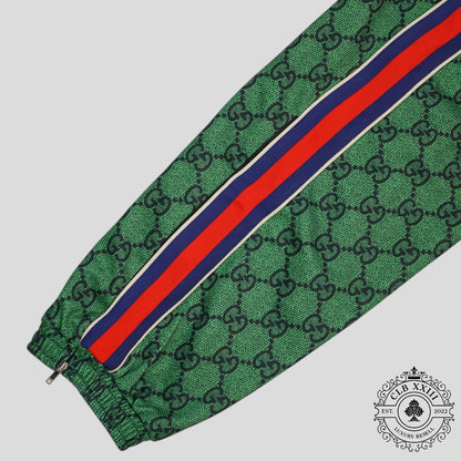 Gucci GG Jacquard Track Pants in Green/Navy Blue