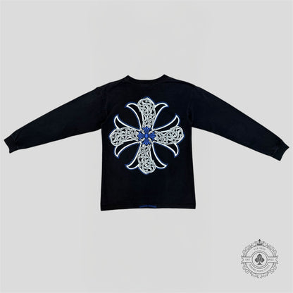 Chrome Hearts Vintage Floral Cross L/S Tee in Black