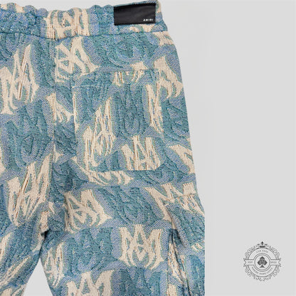 Amiri MA Tapestry Cargo Flare Pants in Blue
