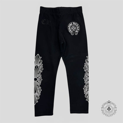 Chrome Hearts Horseshoe Logo Kids Leggings in Black/White