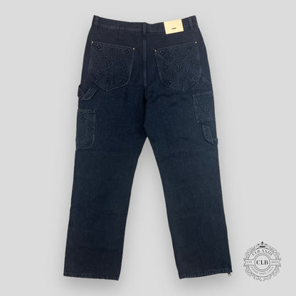 Louis Vuitton Monogram Workwear Denim Carpenter Pants in Black