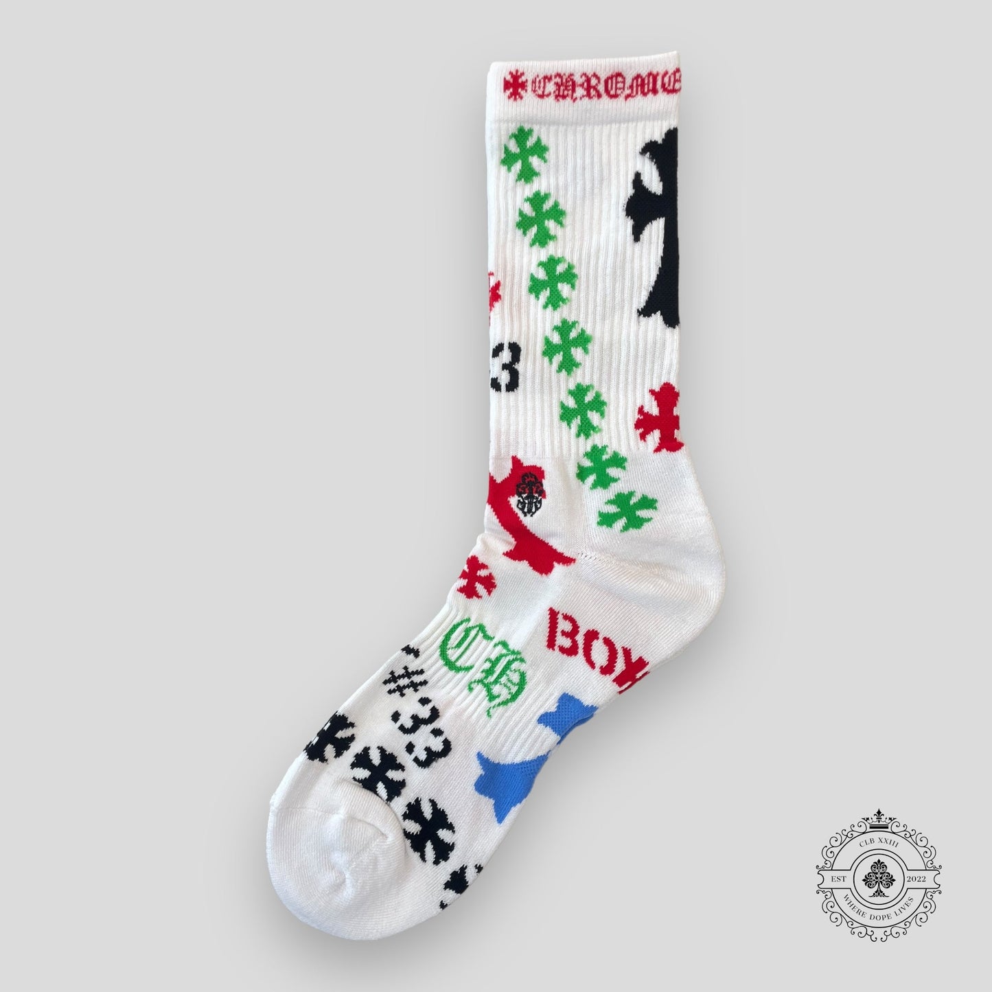 Chrome Hearts Stencil Socks in White