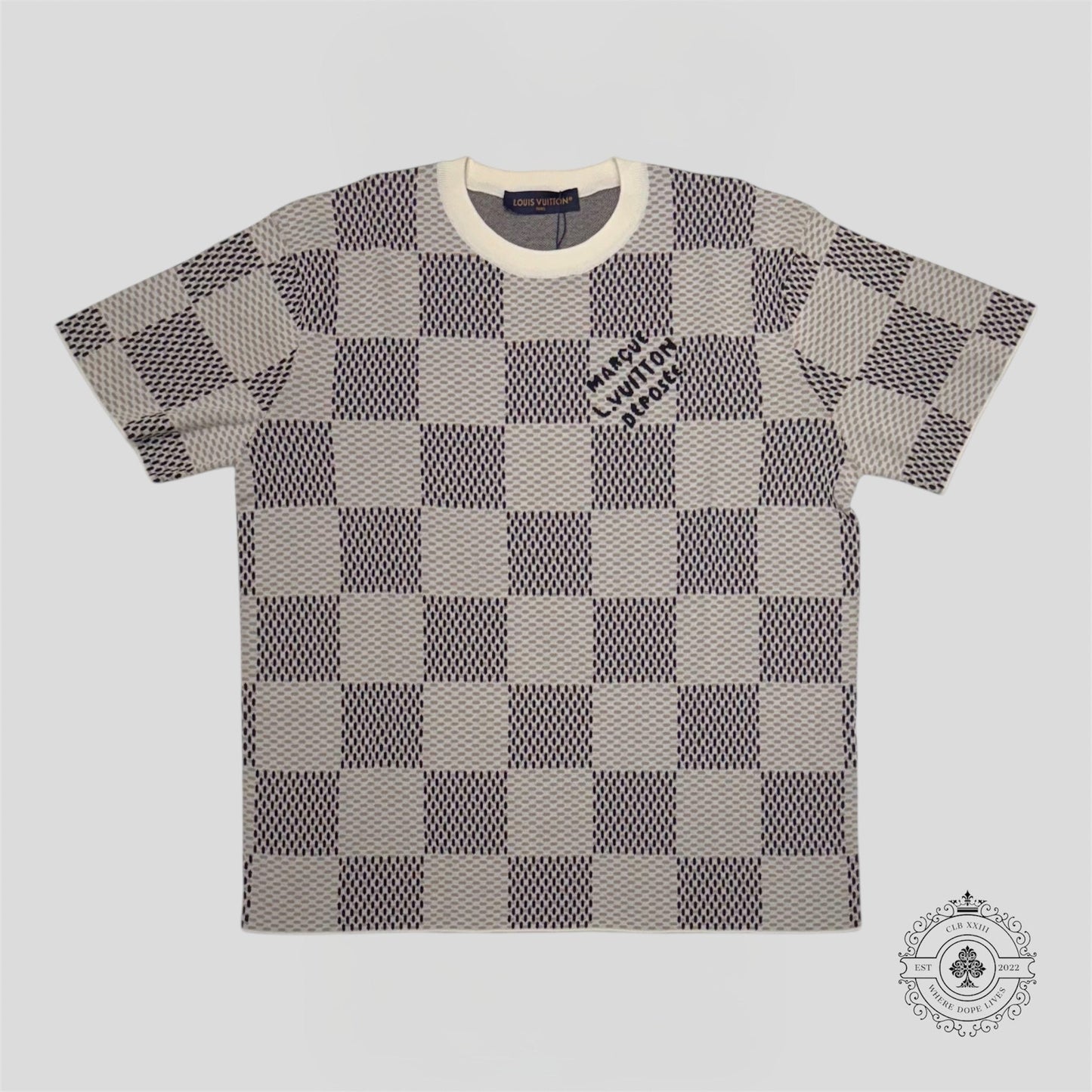 Louis Vuitton Damier Heritage Jacquard Short Sleeve Crewneck