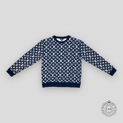 LOUIS VUITTON FULL MONOGRAM JACQUARD CREWNECK - NAVY