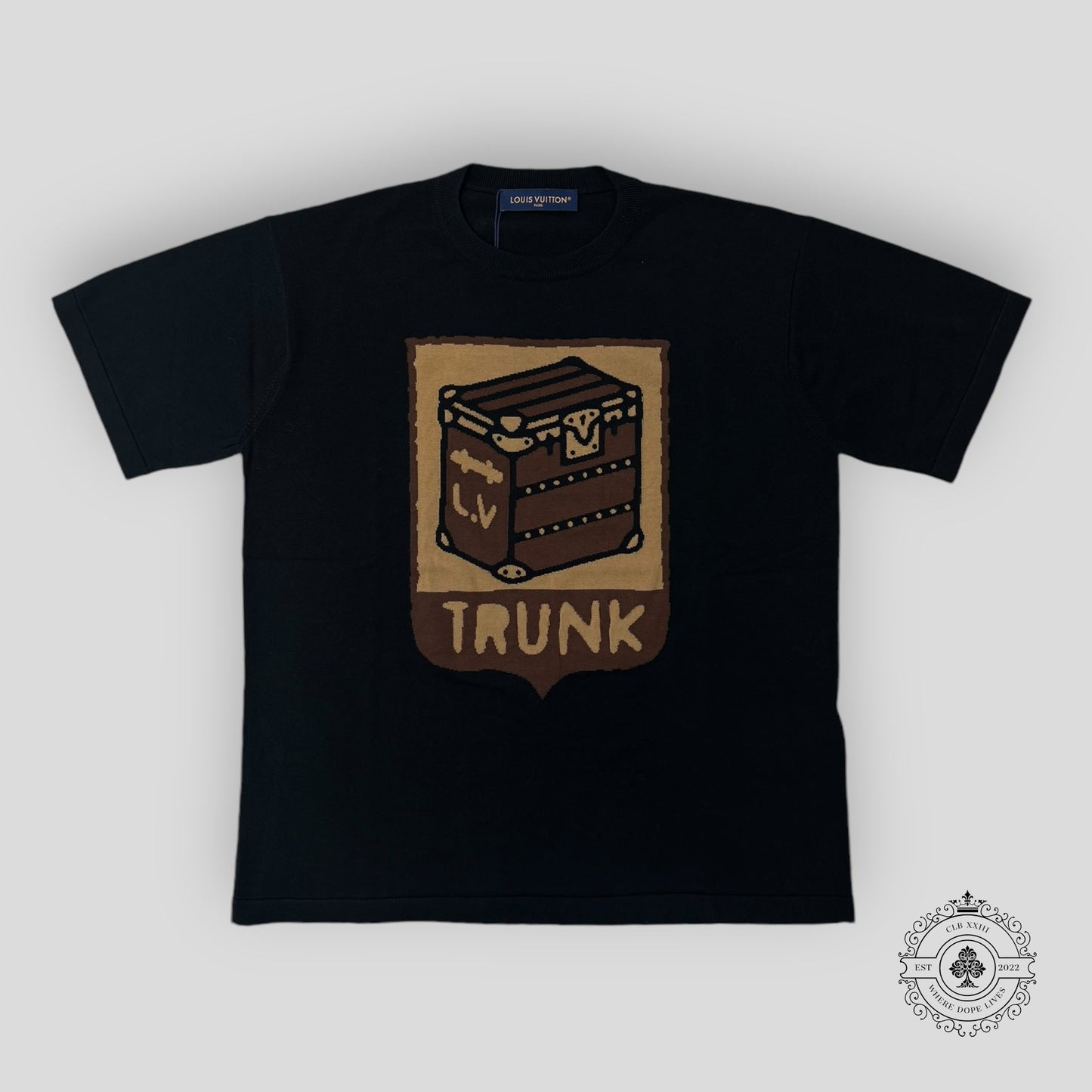 Louis Vuitton Intarsia Trunk Short Sleeve Crewneck in Black
