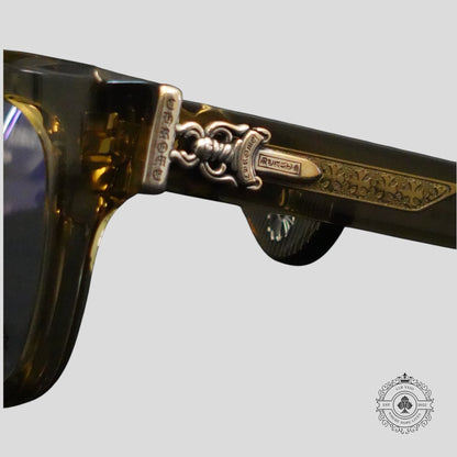 Chrome Hearts Box Officer Sunglasses in Clear Olive/Silver