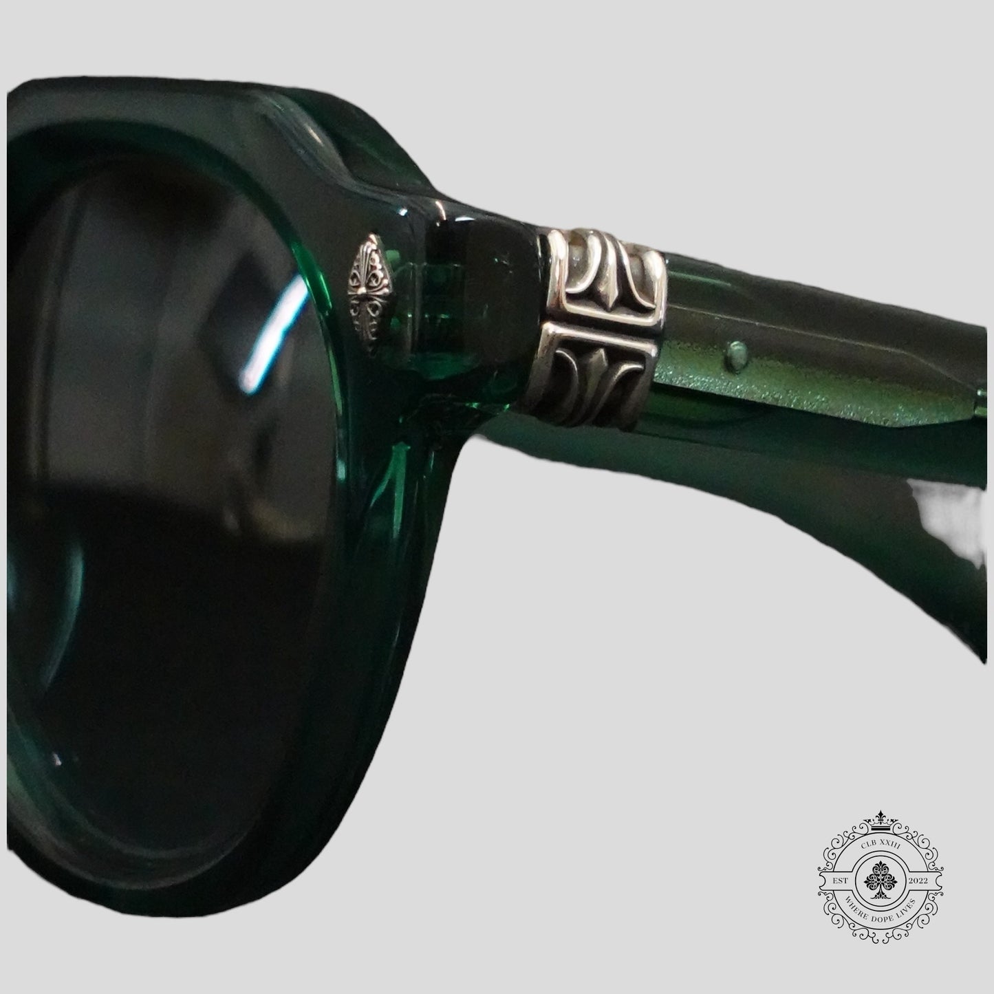 Chrome Hearts Lizard Boot Sunglasses in Marine Green/Silver