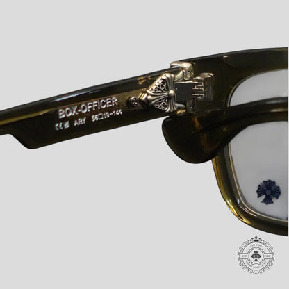 Chrome Hearts Box Officer Sunglasses in Clear Olive/Silver