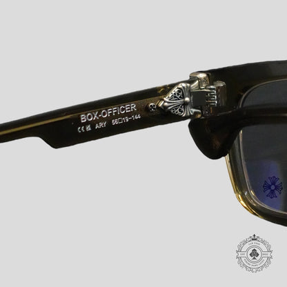 Chrome Hearts Box Officer Glasses in Translucent Olive/Silver