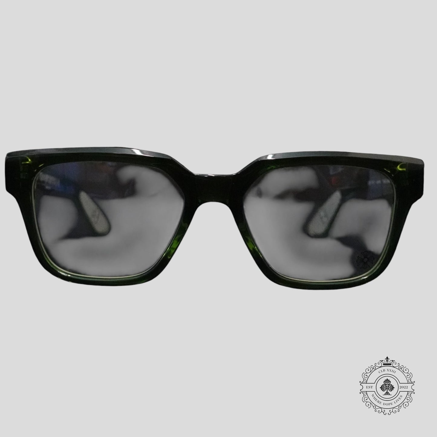 Chrome Hearts Diamond Embellished Vagillionaire II Glasses in Green/Silver