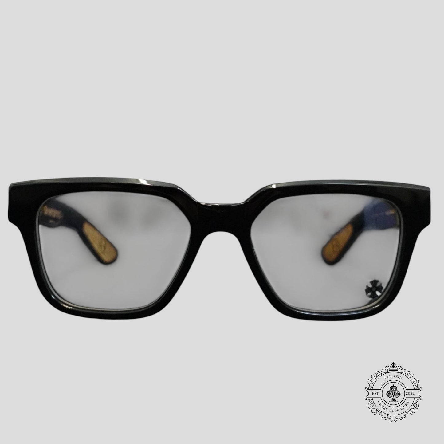 Chrome Hearts Diamond Embellished Vagillionaire II Glasses in Black/Gold