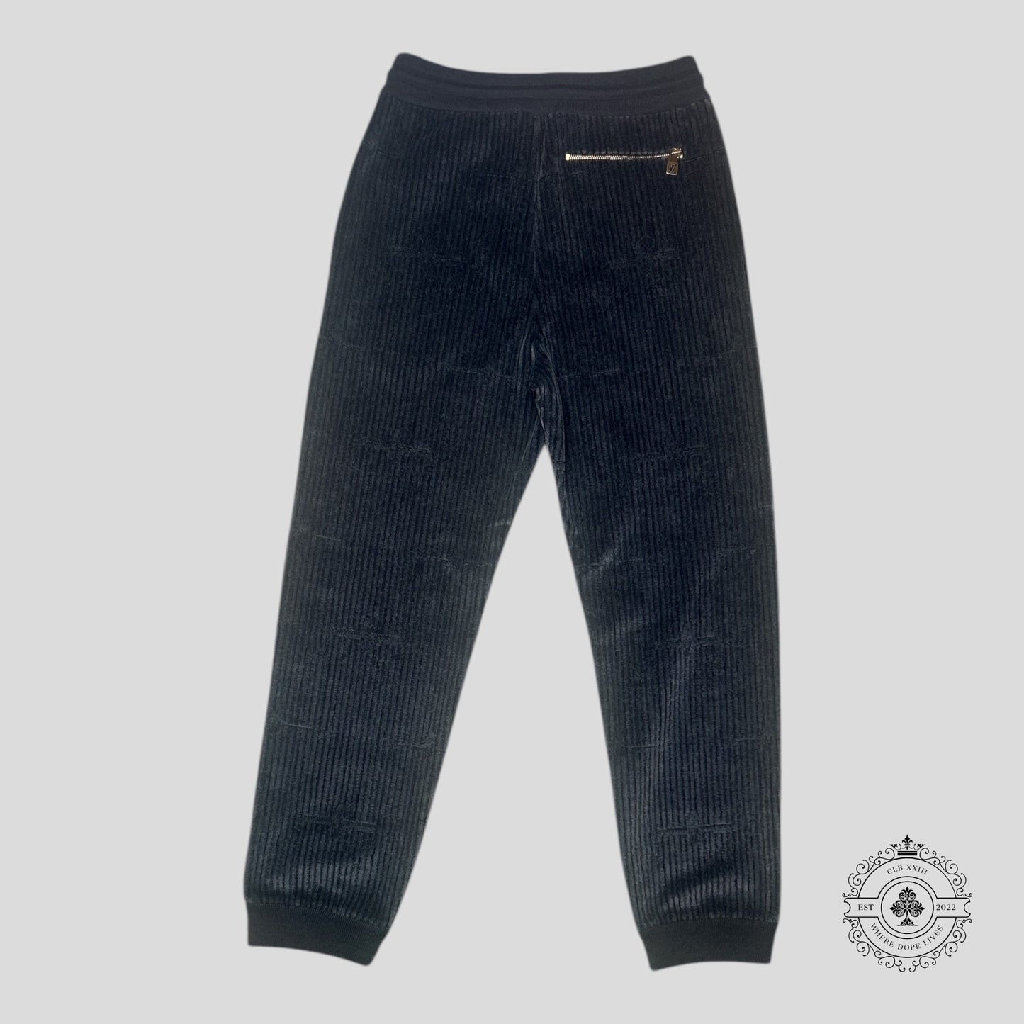 Louis Vuitton X Park Seo-Bo Velvet Trackpants in Dark Grey