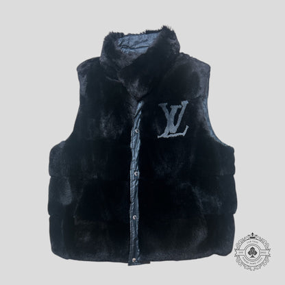 Louis Vuitton Rabbit Fur Reversible Damier Vest in Black