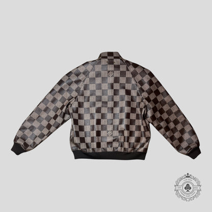 Louis Vuitton Damier Pop Leather Harrington Jacket in Brown