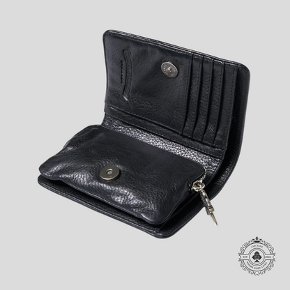 Chrome Hearts Joey Scroll Logo Leather Wallet in Black