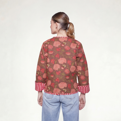 CHAMARRA DOBLE VISTA FEULLES ROUGE