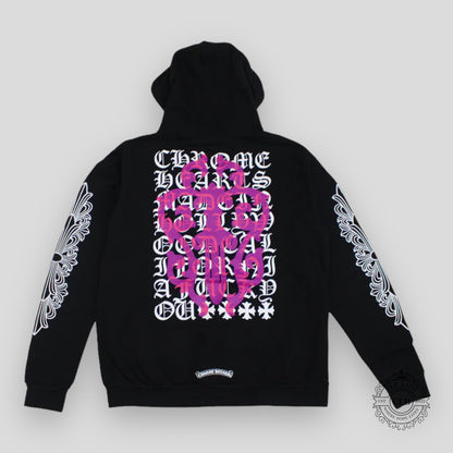 Chrome Hearts Dagger Zip Up Hoodie in Black/Pink