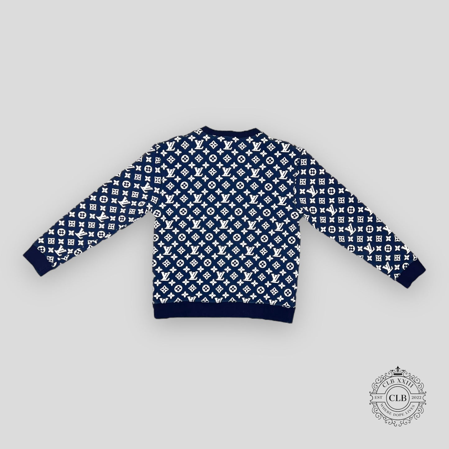 LOUIS VUITTON FULL MONOGRAM JACQUARD CREWNECK - NAVY