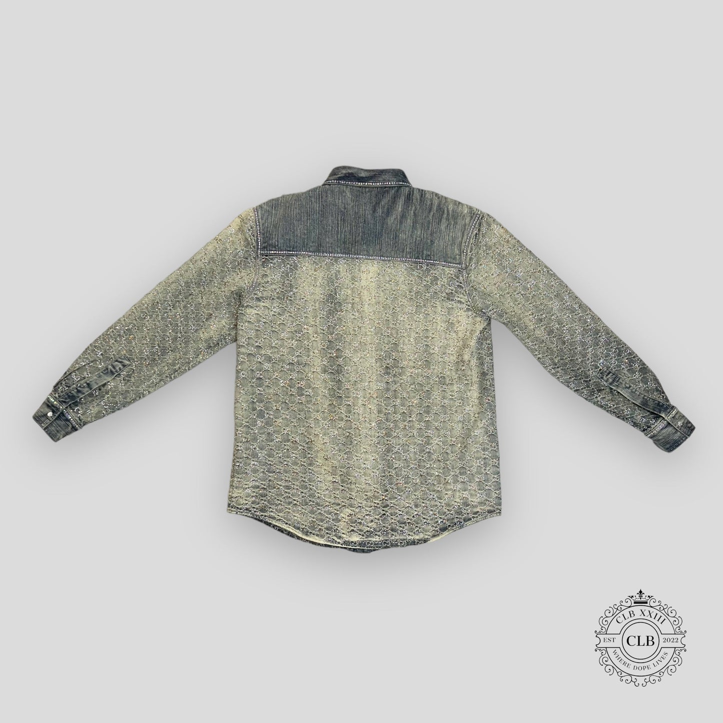 GUCCI GG JACQUARD DENIM JACKET - LIGHT BLUE