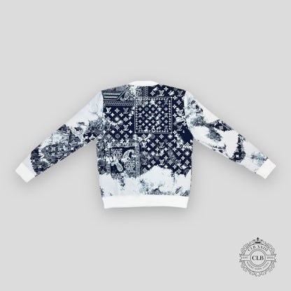 Louis Vuitton Gradient Monogram Bandana Jacquard Crewneck in White/Blue