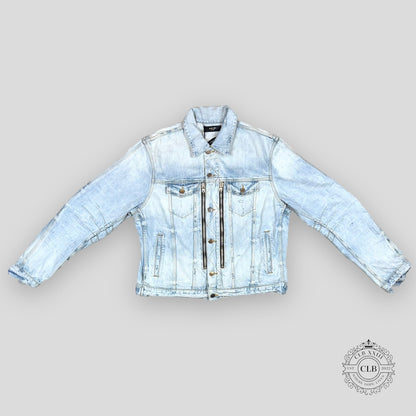 Amiri MX2 Bandana Patch Denim Trucker Jacket in Clay Indigo
