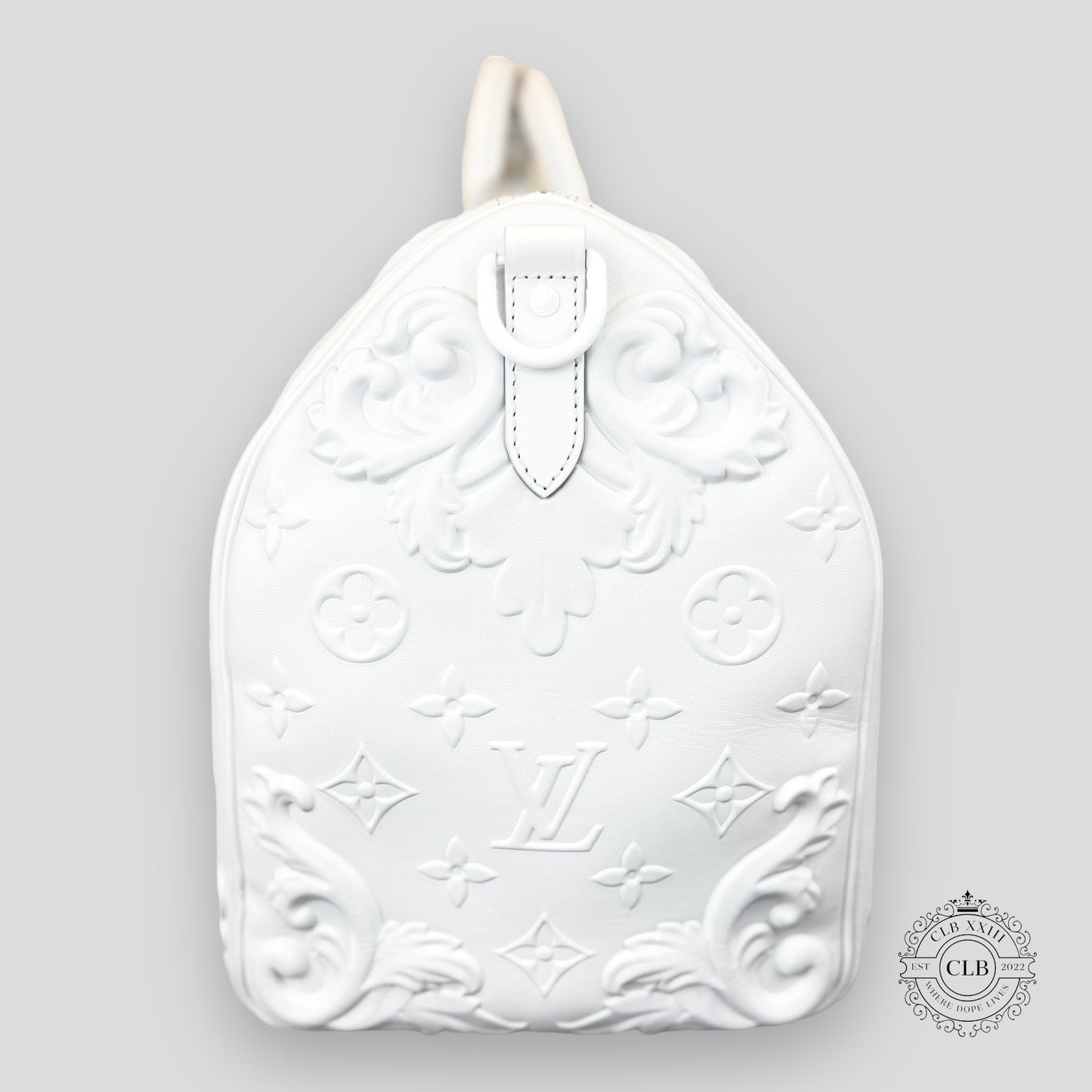 LOUIS VUITTON OPTIC WHITE EMBOSSED MONOGRAM KEEPALL 50