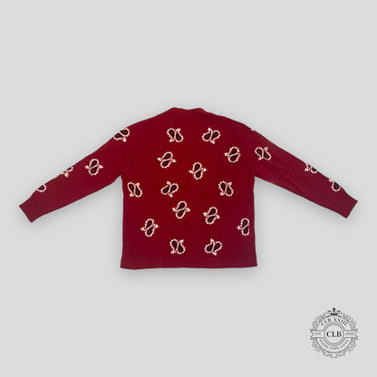 Amiri Paisley Intersia Cardigan in Red