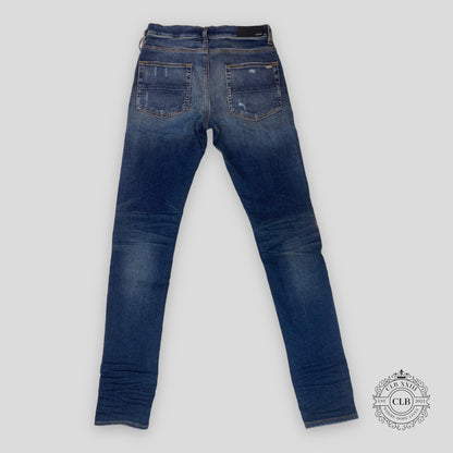 AMIRI MX1 RED BANDANA PATCH JEANS - DEEP CLASSIC INDIGO