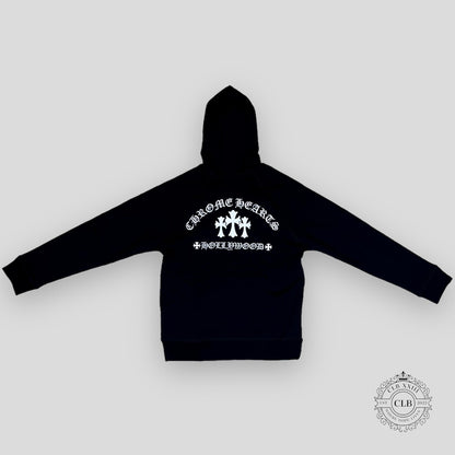 CHROME HEARTS EMBROIDERED ZIP UP HOODIE - BLACK