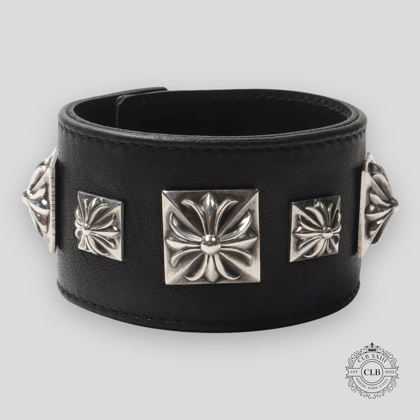 CHROME HEARTS WIDE LEATHER BRACELET - BLACK