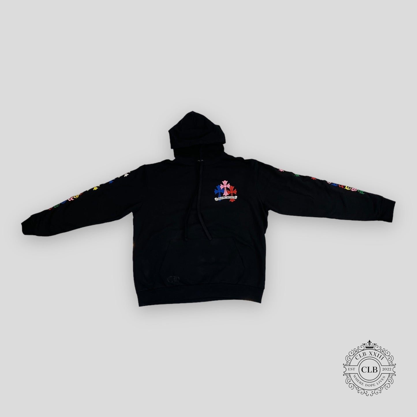 Chrome Hearts Cemetery Cross Hoodie in Black/Multicolor