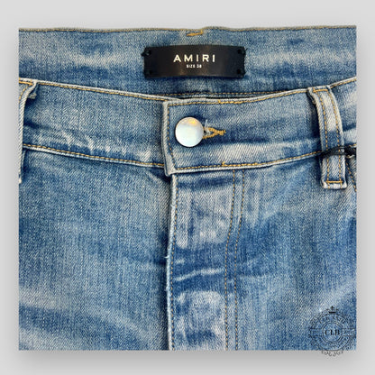 Amiri Biker Patch Jeans in Clay/Indigo